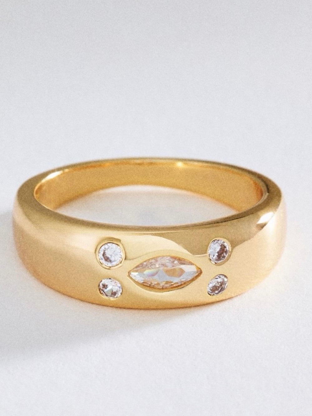 Anthropologie Gold Cubic Zirconia Marquise Ring size 7